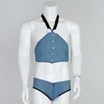 thumbnail image 4 of Conjunto de 2 piezas de arnés de pecho para el cuerpo de cuero Mentalic para hombre, ropa para discoteca, conjunto de disfraces Azul claro Yuyangstore Traje de arnés metálico para hombres., 4 of 7