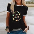 thumbnail image 2 of JeashCHAT Easter Shirts for Women Bunny Rabbit Egg Print Women Summer Sexy Happy Easter Print Regular Women Round Neck Short Sleeves Top, 2 of 5