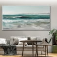 thumbnail image 4 of Original Ocean Landscape Oil Painting on Canvas Large Wall Art Abstract Green Wall Art Beach Decor Modern Living Room Wall Decor,Unstretched,Frameless,(46*92cm)18*36Inches, 4 of 5
