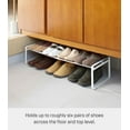 thumbnail image 5 of Yamazaki Home Stackable Shoe Rack, White, Steel,  Holds up to 4 pairs of shoes per shelf, Supports 6.6 pounds, Expandable, Stackable, 5 of 7