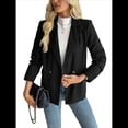 thumbnail image 3 of Blazer Informal para Mujer con Solapa y Botones, Larga, para Trabajo, Negocios, Moda, Chaquetas con Bolsillos. Negro XL, 3 of 10