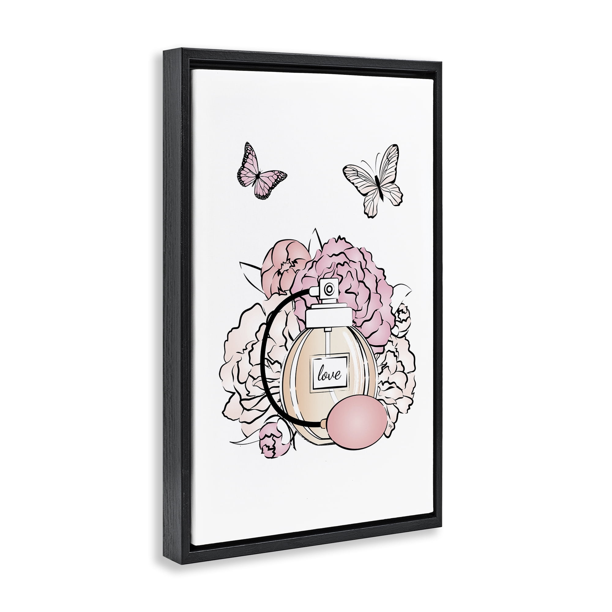 Stupell Industries Romantic Glam Scene Animals & Insects Painting Black Floater Framed Art Print Wall Art, 17 x 25