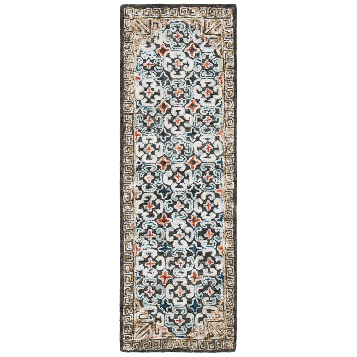 SAFAVIEH Aspen Matilda Floral Bordered Runner Rug, Blue/Taupe, 2'3" x 8'