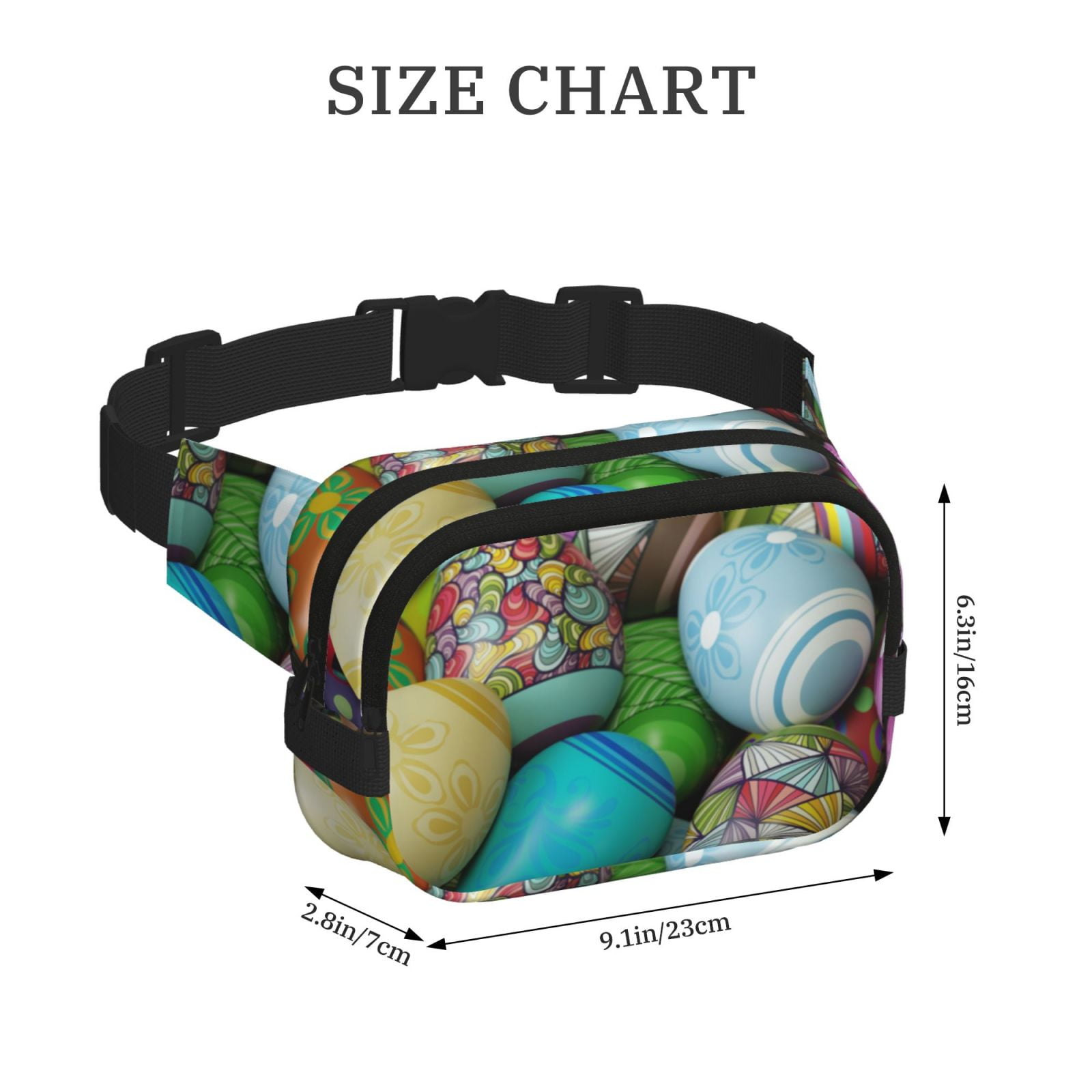 Picia Easter Egg1 Print Square Double-Layer Waist Bag Mini Adjustable Waist Belt Bag Exercise Running Travel Hiking