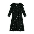 thumbnail image 4 of Abcomgle Girls Maxi Dresses 10-12 Casual A-Line Ruffle Long Sleeve Girls Long Dresses Polka Dot Crew Neck Sundresses Tiered Dresses with Pockets,Black, 4 of 5