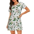 thumbnail image 1 of Balery Lilies Flowers Camisón de manga corta con cuello redondo para mujer, cómodo y elegante., 1 of 6