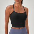 thumbnail image 4 of Ticikt Seamless Sweetheart Neck Ribbed Racerback Crop Tank Top for Women Built-In Bra Support Comfortable Activewear,Color:Black, 4 of 6