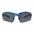 thumbnail image 2 of Polarized Xloop Camo Print Wrap Half Rim Baseball Sport Plastic Sunglasses Blue, 2 of 4