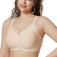 thumbnail image 6 of GEWSEY Women's Wireless Seamless Bra Deep V No Underwire Push Up Supportive Full Coverage Bralettes Plunge T Shirt Bras (Beige, L), 6 of 7