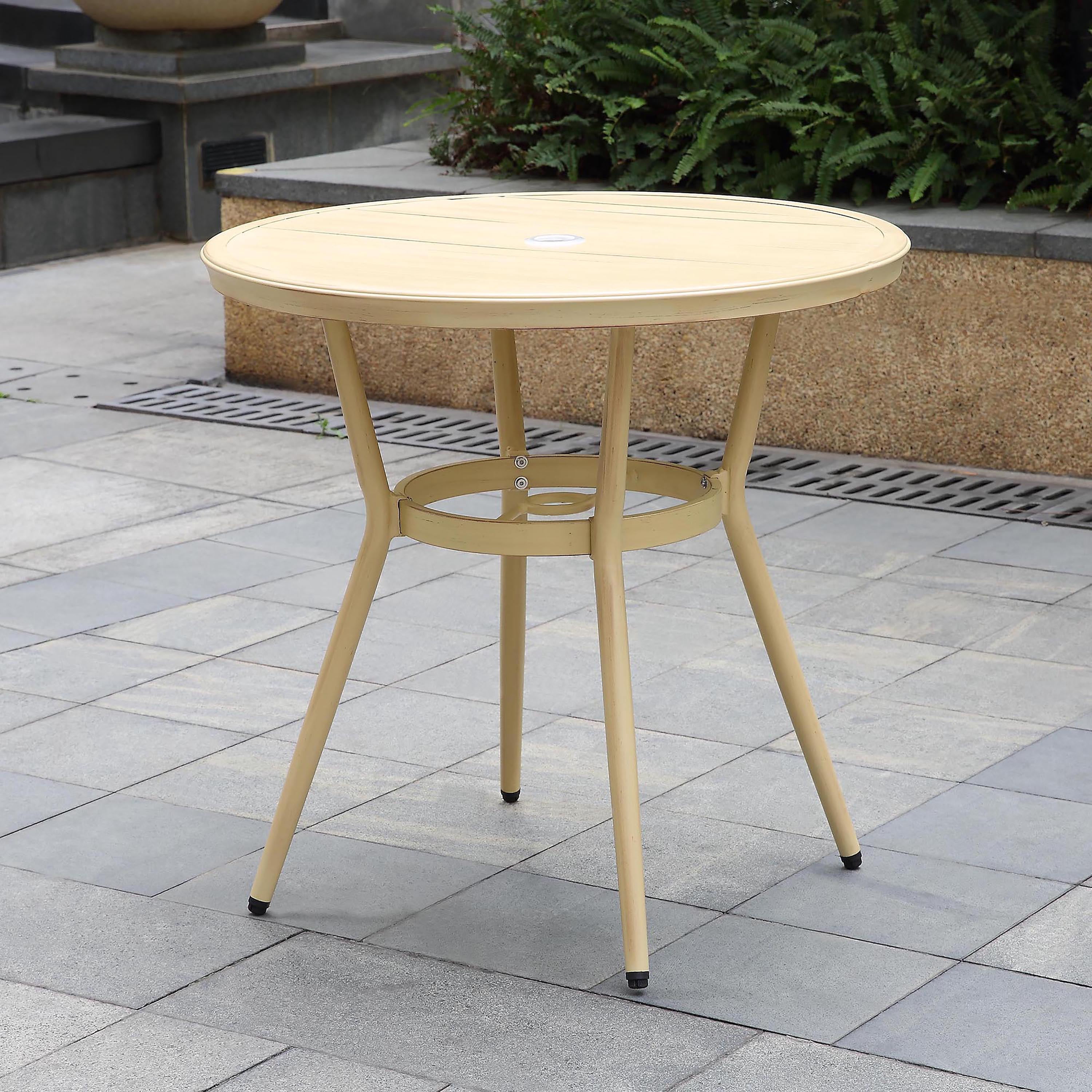 Furniture of America Cruz Round 32-inch Aluminum 32-Inch Patio Bistro Table, Natural Tone