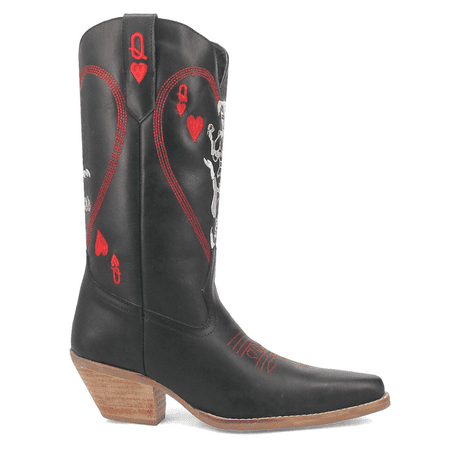 

Dingo Womens Queen A Hearts Round Toe Cowboy Casual Boots Mid Calf Mid Heel 2-3