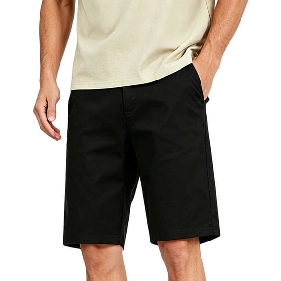 SAWOBUUN Men's Summer Casual Chino Shorts Lightweight Breathable Straight Leg Cotton Shorts Solid Color Business Work Pants with Pockets