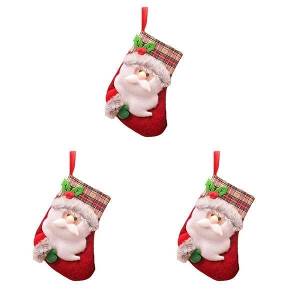 3 Pack Christmas Stockings - Santa Snowman Deer Plush Stocking Decorations for Fireplace Tree Hanging, Holiday Family Home Party Decor, and Anthropology Home Decor