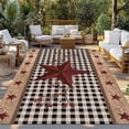 thumbnail image 2 of Red Texas Star Farmhouse Outdoor Rug for Patio/Deck/Porch, Non-Slip Large Area Rug 3 x 5 Ft, Black Plaid Berry Country Indoor Outdoor Rugs Washable Area Rugs, Reversible Camping Rug Carpet Runner, 2 of 8