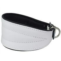 Dogs My Love Real Leather Extra Wide Padded Tapered Dog Collar (14.25"-17" Neck; 2.5" Wide, White)