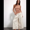 thumbnail image 4 of Pantalones Vaqueros Anchos para Mujer, Holgados, con Cintura Elástica, Botones, Estilo Boyfriend, Informales, Sueltos, con Bolsillos. Beige M, 4 of 8