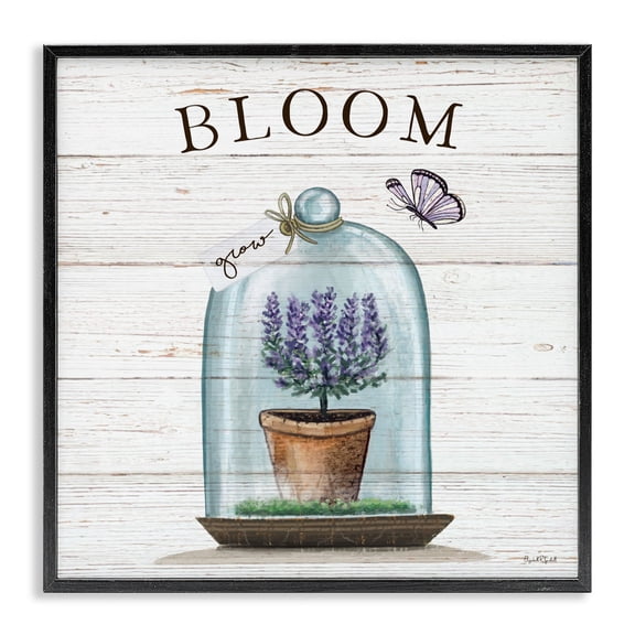 Stupell Industries Cottage Cottage Bloom in Bell Jar Black Framed Giclee Art, 12 x 12, by Elizabeth Tyndall