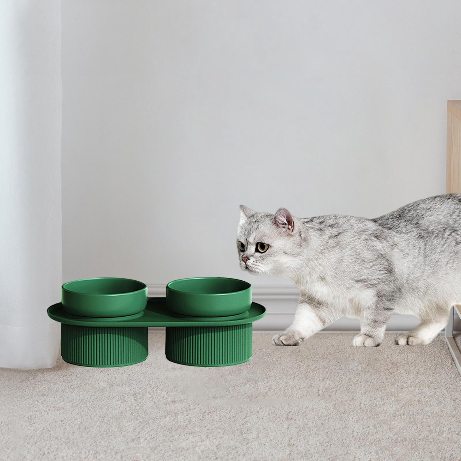 FITYLE Double Ceramic Cat Feeding Bowls Cat Bowls Puppy Bowls Ceramic Tall Cat Dishes Water Food Bowl for Medium Dog Indoor Cats