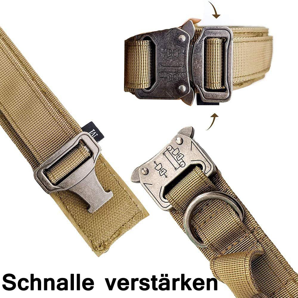 Tactical Dog Collar with Control Handle Adjustable Military Nylon Collar, Metal Buckle, Padded for Medium Large Dogs, Training