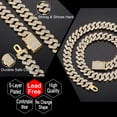 thumbnail image 4 of FEEL STYLE Male Golden Cuban Chain Necklace 12MM Iced Out Zircon Men Women Hip Hop Jewelry 20inch, 4 of 5