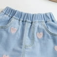 thumbnail image 6 of Zhuashum Toddler Pants For Girl 18-24 Months Kids Elastic Waist Shorts Knee Length Jeans Short Flower Embroidered Denim Shorts Cute Slacks Blue, 6 of 8