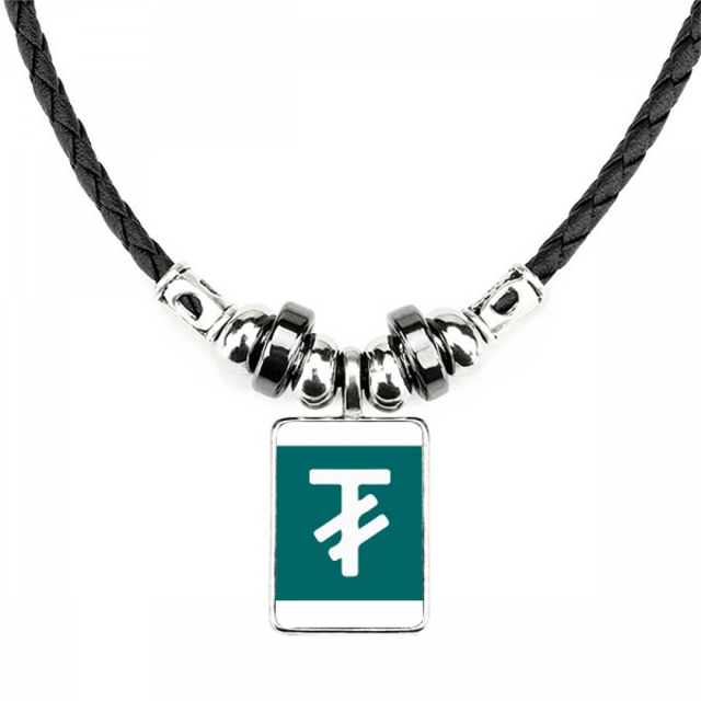 símbolo de moneda mongolia tugrik mnt collar a mano colgante de cuerda de cuero Unbranded M
