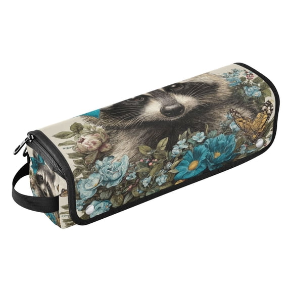 Hair Tools Storage with Heat Resistant Mat- Raccoon Printed Curling Iron Travel Bag/Flat Iron Case for Women