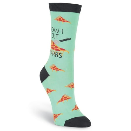 

K. Bell Womens How I Cut Carbs Crew Socks Womens Size 4-10 Turquoise