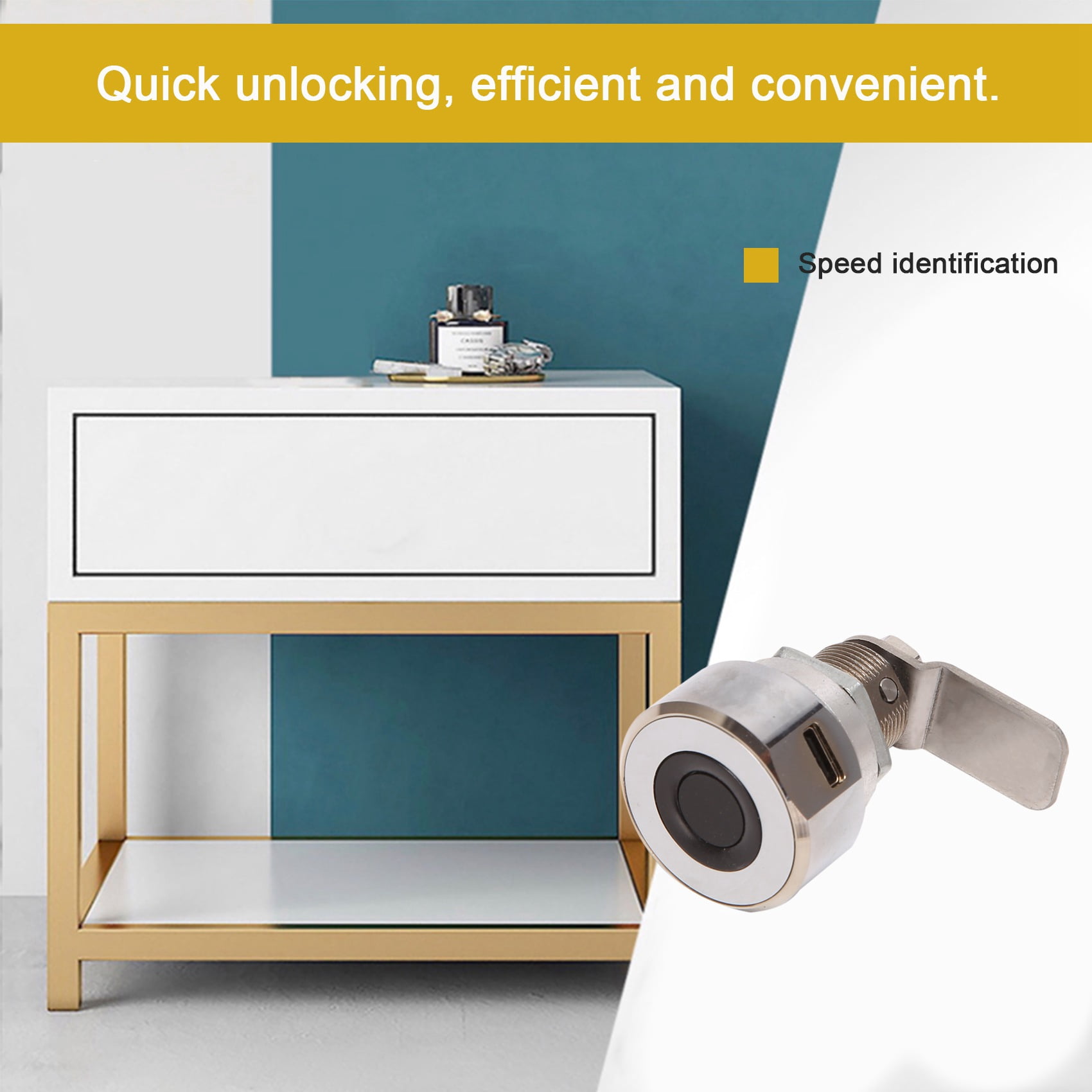 Smart Fingerprint Drawer Lock Metal Furniture File Cabinet Shoe Cabinet Letter Box Safe Lock Fingerprint Drawer Lock,1x Fingerprint lock 1xData cable,Silver