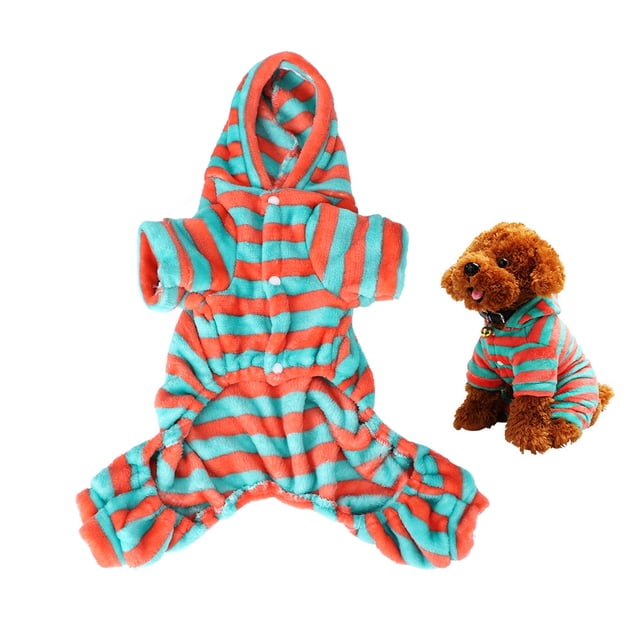 Otoño Invierno suave polar perro ropa a rayas sudaderas con capucha para perros pequeños cachorro ropa general traje