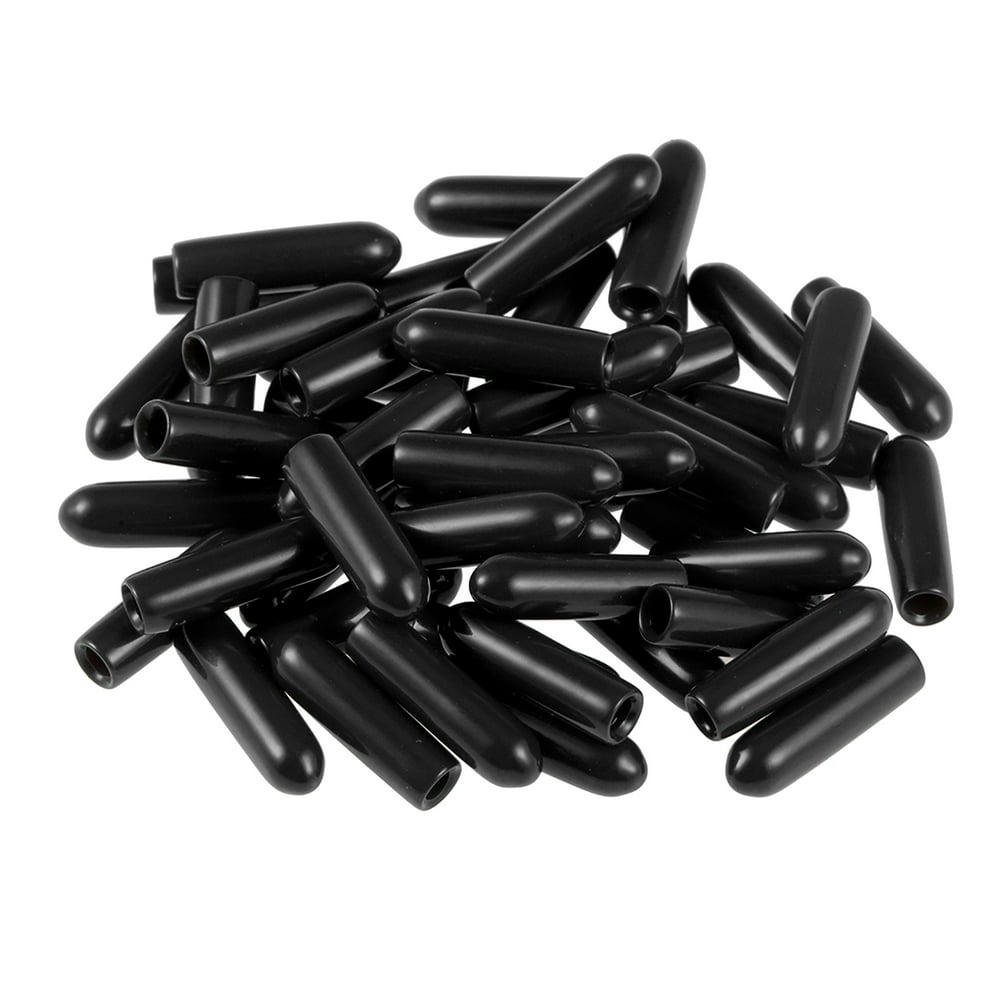 Screw Thread Protectors, 2.5mm ID Rubber Round End Cap Cover Black