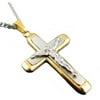 Men's Two-Tone Gold Stainless Steel Crucifix Cross Pendant, 24" Cuban Chain