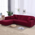 thumbnail image 2 of Topchances Washable 2 Pieces Polyester Sofa L Shape Cover, Dark Red, 2 of 8