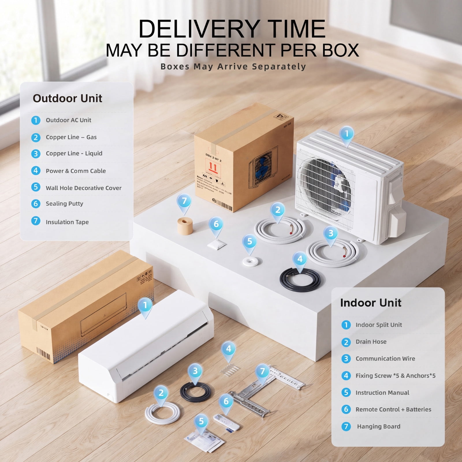 12000 BTU Mini Split Air Conditioner, WiFi Enabled 22 SEER2 208/230V Smart Inverter Ductless AC Heat Pump with Heating Function, Cool & Heat up to 750 Sq.Ft
