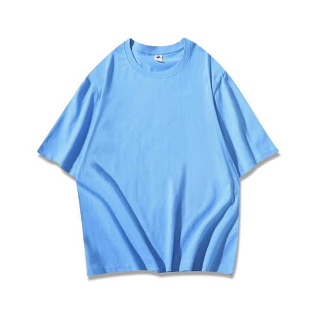 pstuiky Camisas de manga corta para hombre, Camisa informal de manga corta con cuello redondo y estampado de cera lavada de color liso para hombre camisas casuales para hombre l