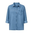 thumbnail image 5 of Enjoytime Denim Blouses for Women Dressy Casual Collared Button Down Shirts Fall Trendy Long Sleeve Tops, 5 of 8