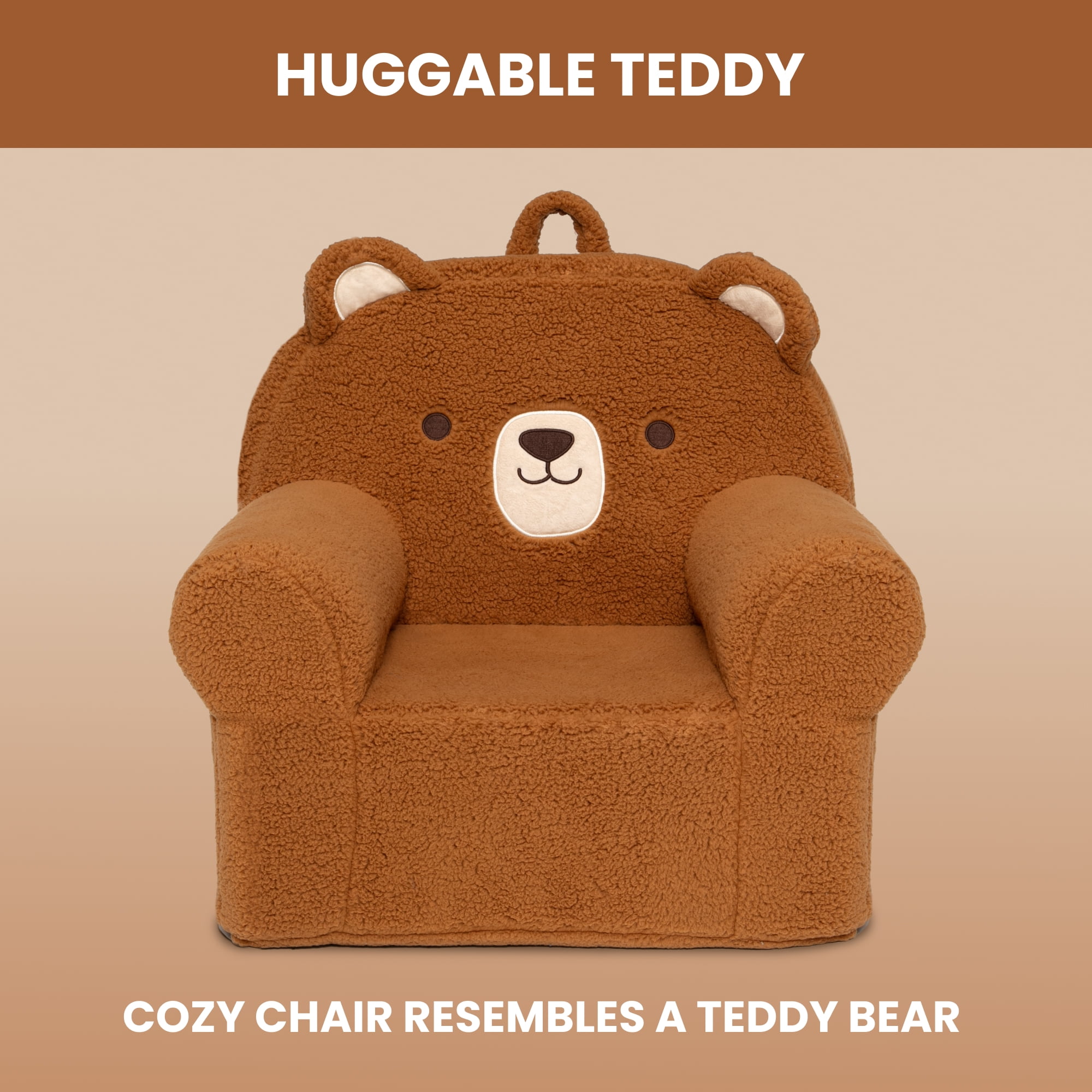 Delta Children Deluxe Teddy Bear Cozee Chair for Kids, Brown