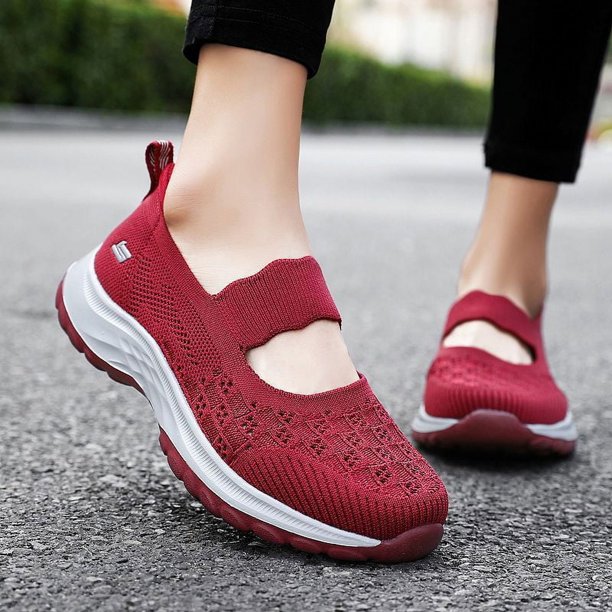 XIHAHA-zapatos antideslizantes de malla transpirable para mujer, zapatillas tejidas, ligeras, con plataforma plana, para caminar, Verano