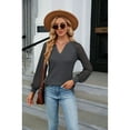 thumbnail image 7 of Anbech Women's Lace Splicing Blouse V Neck Shirt Splice Long Sleeve Loose Casual Solid Color Tops, 7 of 7