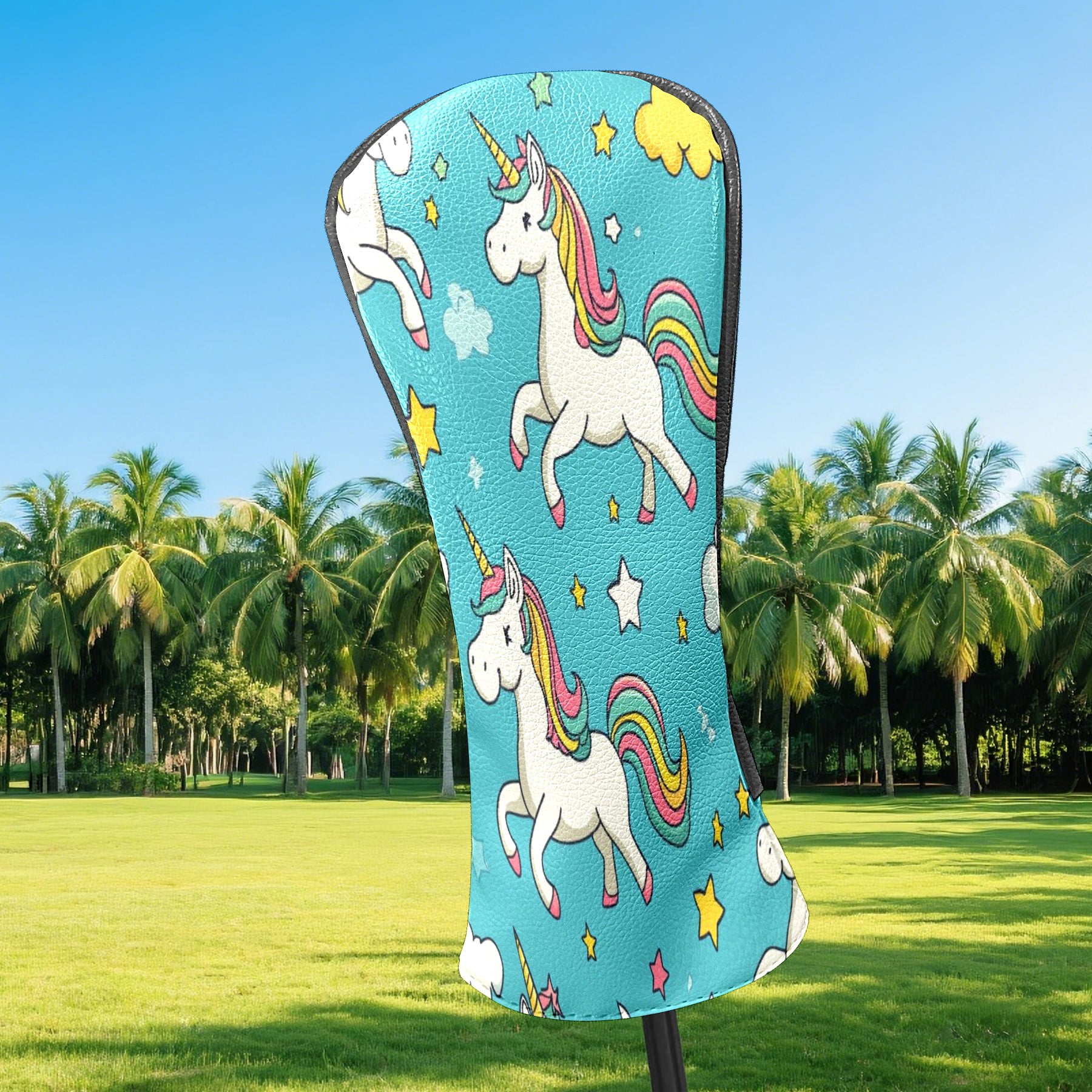 Golf Head Covers Beautiful Horse Design for Driver, Wood & Hybrid, Premium Waterproof PU Leather with Plush Lining, Elegant Animal Golf Gifts