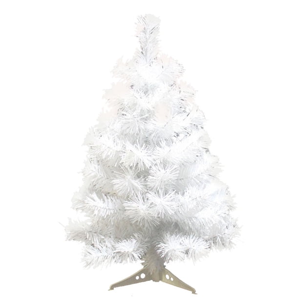 Árbol de Navidad artificial de 60 cm con base de plástico para decoración navideña (blanco)