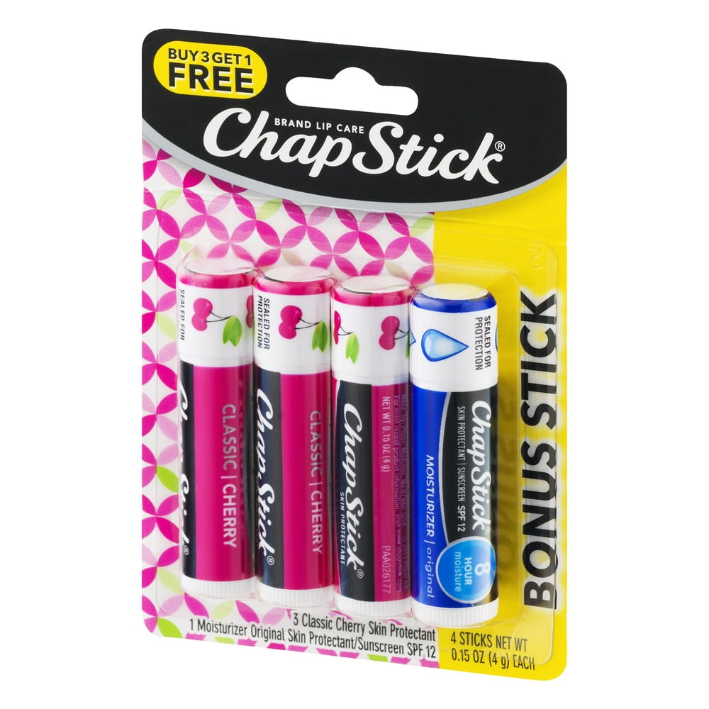 Chap Stick 3 Classic Cherry Plus One Bonus Orginial Protectant