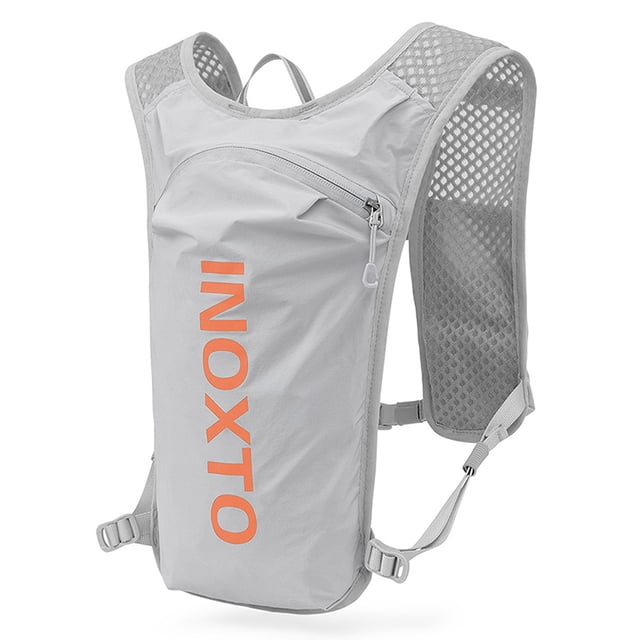 Light Gray & Orange Ultralight 5L Waterproof Cycling Backpack with Hydration Insulation Layer - 140g Nylon/Spandex/Polyester Multi-Sport Bag for Running, Hiking, Fishing & Outdoor Activities