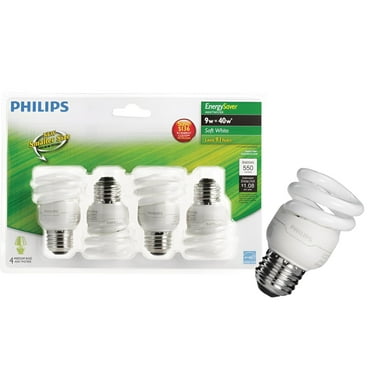 Philips 417063 Energy Saver T2 Swmed Cfl Bulb, 4 pack, 9w