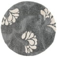 thumbnail image 4 of SAFAVIEH Florida Teodor Floral Shag Area Rug, Grey/Beige, 4' x 4' Round, 4 of 10