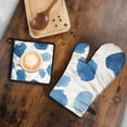 thumbnail image 5 of Blue and Grey Abstract Art Artwork Kitchen Oven Mitt and Pot Holder Sets 2 Pcs for Baking, Cooking and Grilling, Heat Resistant Up To 392 °F, 5 of 7