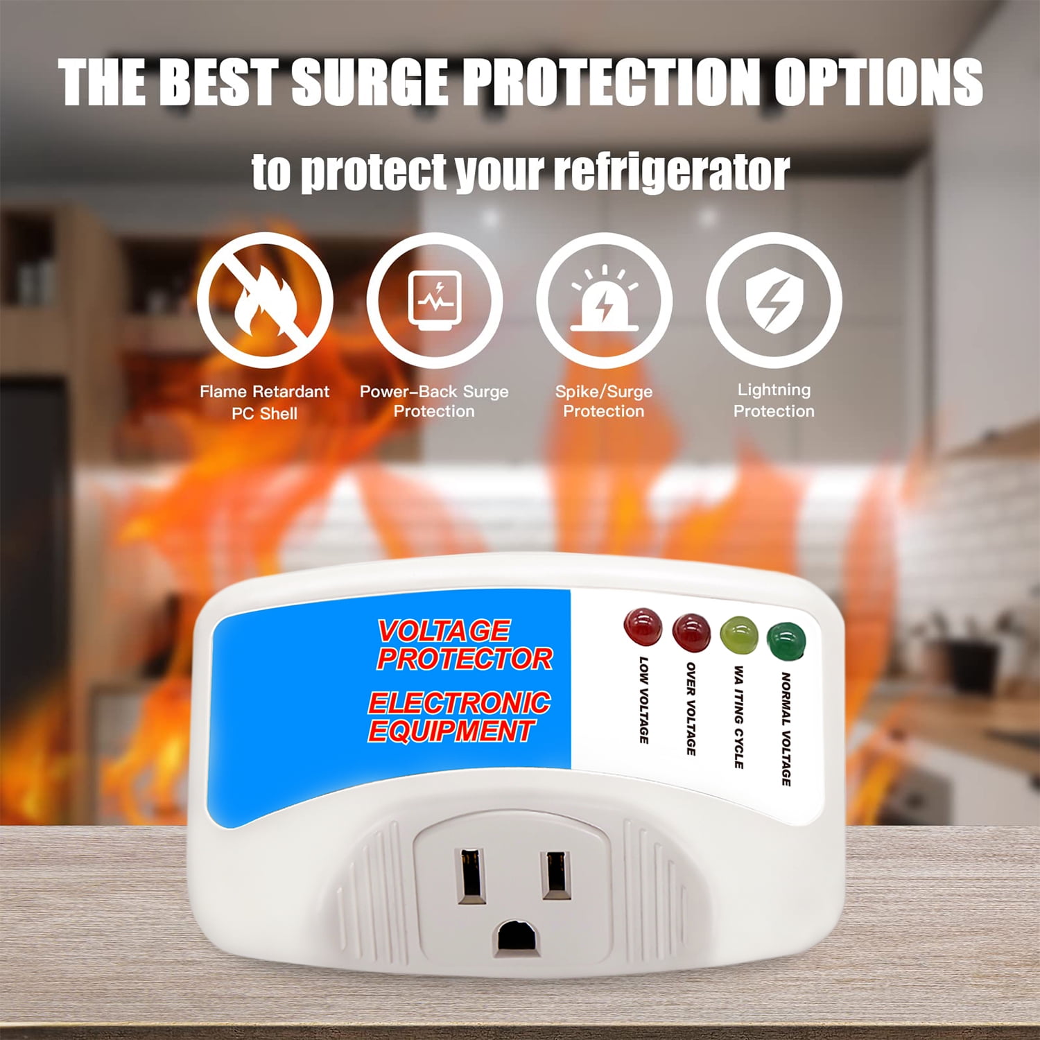Single Outlet Surge Protector,Power Voltage Protector for Refrigerator Home Appliance, 1875W, 120V 125V, 15A