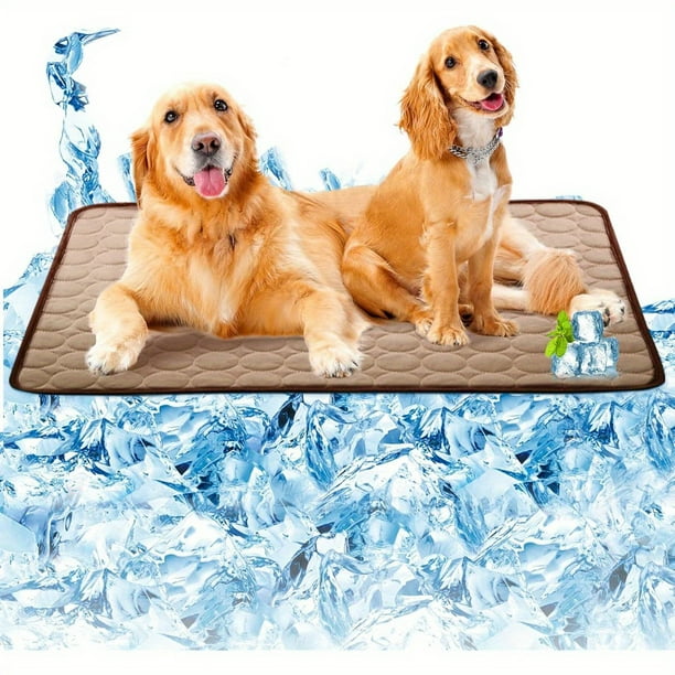 QUTETN Dogs Self Cooling Pet Cool Pads Hot Weather Sleeping Kennel, Washable Sleep Pad Non- Toxic Breathable for Large Dogs Cats No Water ( Extra Large, Coffee)