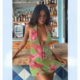 thumbnail image 3 of Women Halter Low Neck Mini Dress Cutout Sleeveless Boho Short Dresses Open Back Night Party Going Out Sundress Green XS, 3 of 8