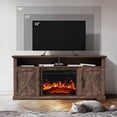 thumbnail image 4 of Electric Fireplace TV Stand for TVs up to 75", Farmhouse Entertainment Center with Fireplace, Vintage Brown, 4 of 9